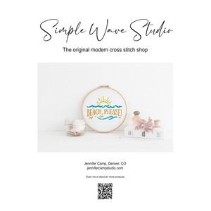 Beach Please Ocean Art Quote Art Counted Cross Stitch Pattern‎ Chart